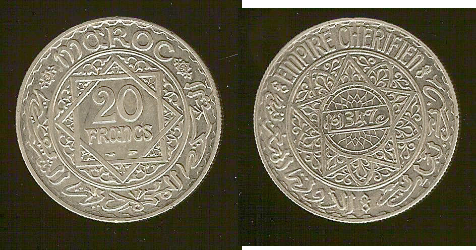 MAROC - PROTECTORAT FRANÇAIS 20 Francs 1928 SPL